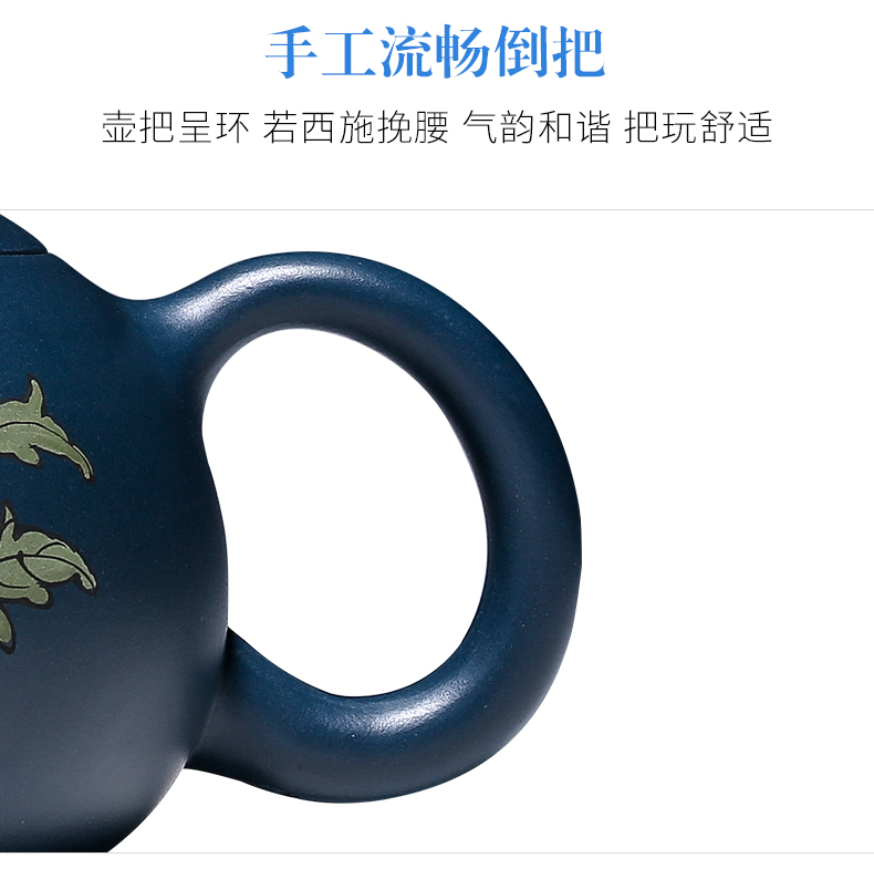 純手工紫砂壺，小巧琺瑯印花紫砂壺